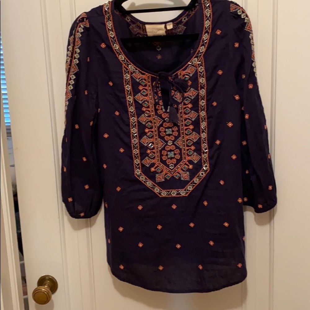 Anthropologie Embroidered Tunic, Sz 6